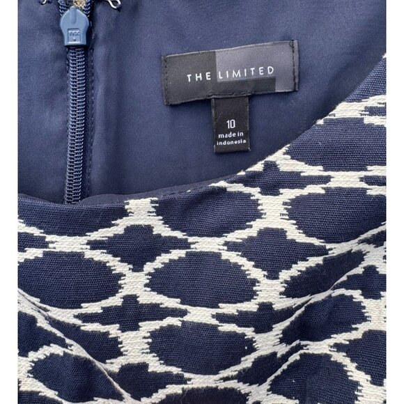 The Limited Navy & White Sleeveless Sheath Dress Size 10 Geometric Print - Picture 3 of 6